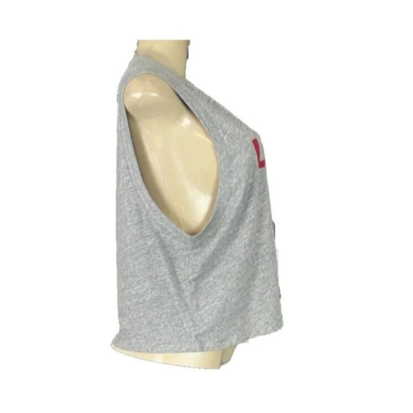 Levi's XL Heather Gray Crew Neck Logo Name Graphic Cotton Sleeveless Crop Tee - Picture 5 of 6